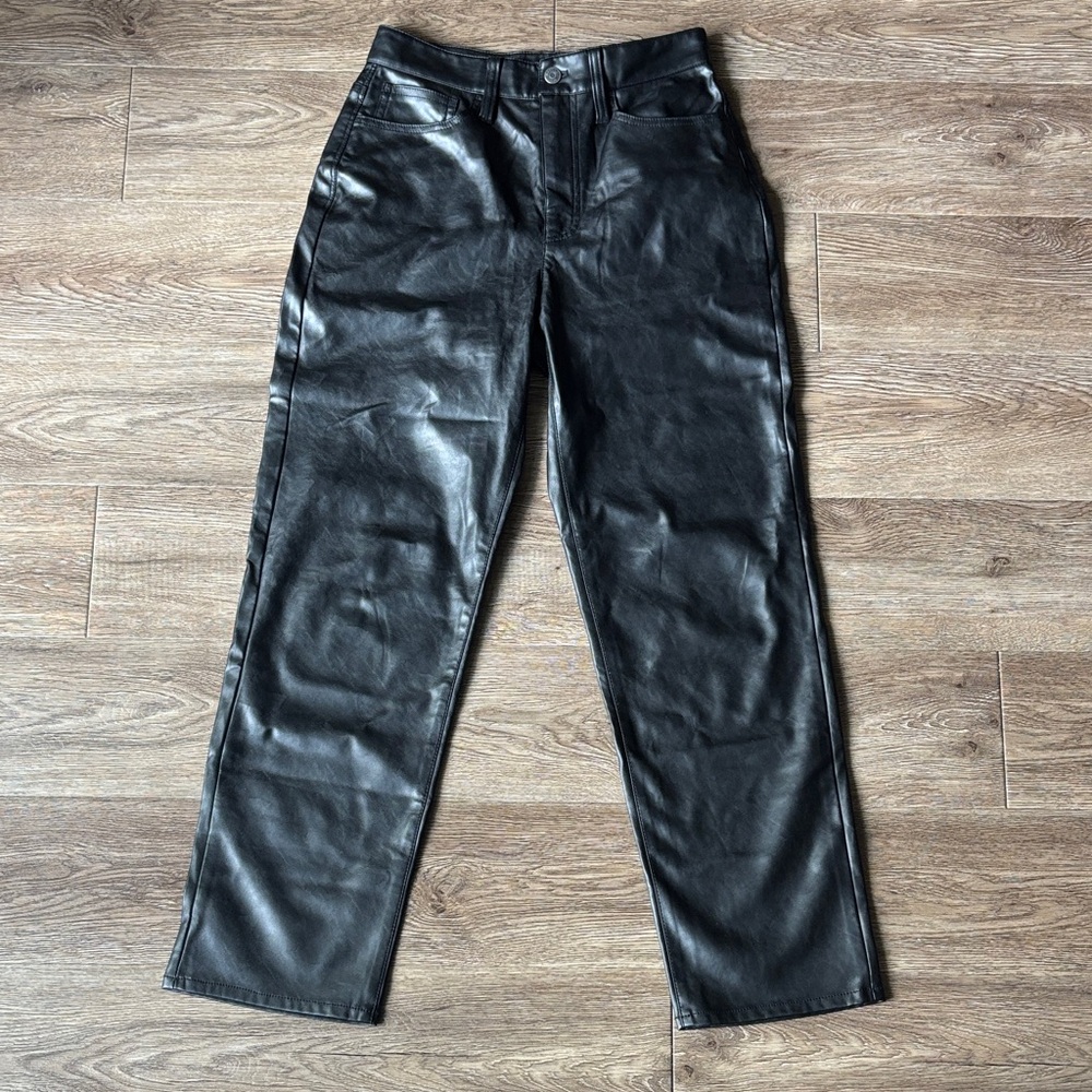 Madewell Black Faux Leather Straight-Leg Pants